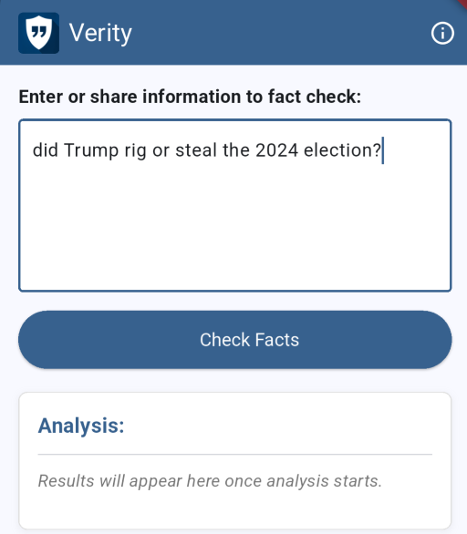 Screenshot of Verity Text Entry
